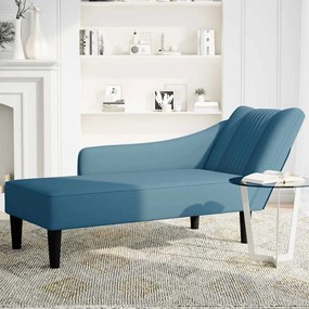Chaise-longue com apoio de braço direito veludo azul