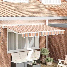 vidaXL Toldo Retrátil Azul e Laranja 250 x 200 cm Poliéster e Metal