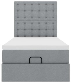 Cama otomana com colchão 90x200 cm tecido cinzento claro