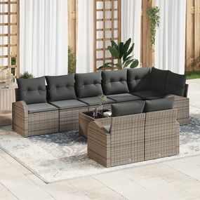 Conjunto de Sofás para Jardim com 8 Peças com Almofadas de Vime Polio Preto