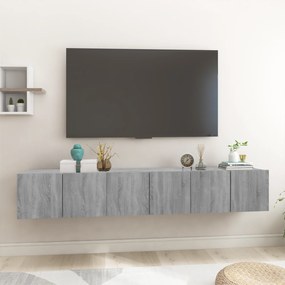 vidaXL Móveis TV suspensos 3 pcs madeira processada 60x30x30 cm cinza