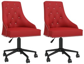 vidaXL Cadeiras de jantar giratórias 2 pcs veludo vermelho tinto