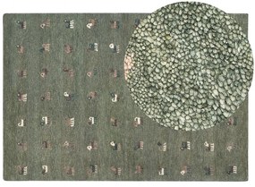 Tapete Gabbeh em lã verde 160 x 230 cm KIZARLI Beliani