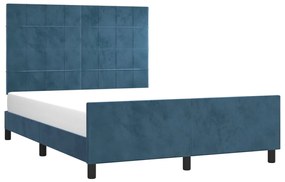 Estrutura de cama sem colchão 140x200 cm veludo azul-escuro