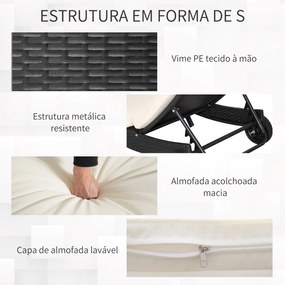 Espreguiçadeira de Vime Reclinável Espreguiçadeira de Jardim com Forma