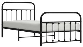 Estrutura de cama com cabeceira e pés 100x200 cm metal preto