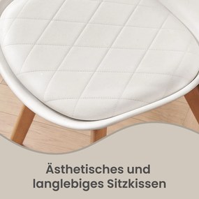 Conjunto de 4 cadeiras de sala de jantar (MESA NÃO INCLUIDA): cadeiras de cozinha estofadas assento em couro PU e madeira de faia, 46,5 x 57 x 79 cm,