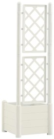 Vaso/floreira de jardim com treliça 43x43x142 cm PP branco
