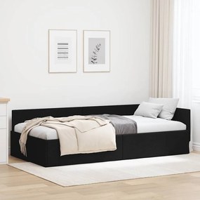 vidaXL Estrutura de Cama de Canto Preto 90 cm x 200 cm Veludo