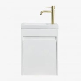Conjunto De Móvel De Casa De Banho Em Madeira Com Lavatório Integrado Narek Branco & Sem Espelho & Dourado ↑20 Cm - Sklum