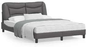 vidaXL Estrutura cama c/ cabeceira 140x200cm couro artificial cinzento