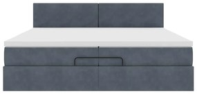 Estrutura de cama otomana com colchão 200x200cm cinzento escuro