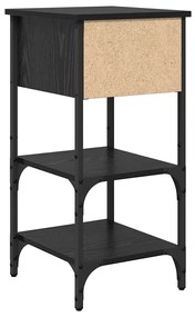 Mesa de Cabeceira Carvalho Preto 34x36x70 cm Madeira Engenheirada