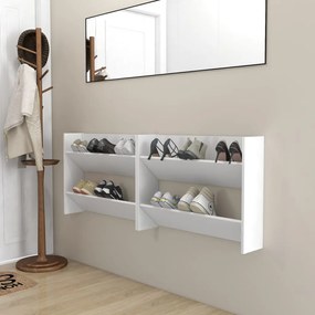 Sapateiras de parede 2 pcs 80x18x60 cm contraplacado branco