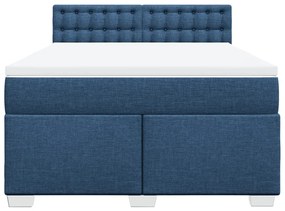Cama com molas/colchão 160x200 cm tecido azul