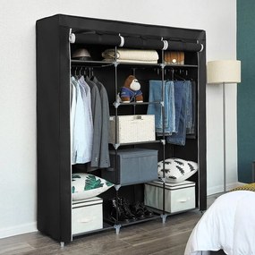 Guarda Roupa grande em tecido 150 x 175 x 45 cm Preto