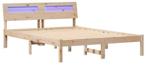 Estrutura da Cama com luzes de tira LED com cabeceira Castanho 120 x 2
