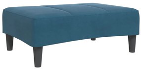 Sofá-cama 2 lugares c/ apoio de pés veludo azul