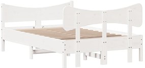 Cama sem colchão 120x200 cm madeira de pinho maciça branco