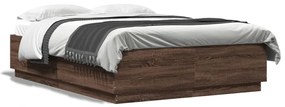 Estrutura cama c/ luzes LED derivados madeira carvalho castanho
