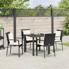 Conjunto de 4 Cadeiras de Jardim 5 pcs Preto 80 x 80 x 73 cm