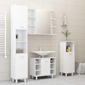 vidaXL 4 pcs conj. móveis casa de banho contraplacado branco brilhante