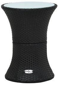 48150 vidaXL Mesa de apoio jardim em forma de djembé vime PE preto