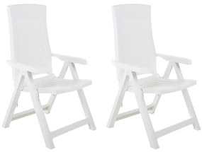vidaXL Cadeiras de jardim reclináveis 2 pcs plástico branco