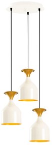 Candeeiro de Teto Sivani – Branco e Dourado – Diâmetro 40 cm, Altura 1