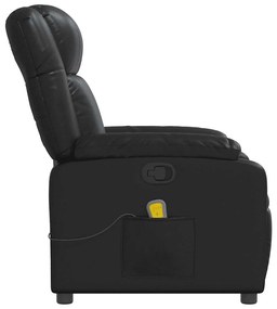 Poltrona de massagens reclinável couro artificial preto