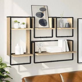 vidaXL 4 pcs prateleiras parede derivados de madeira carvalho sonoma