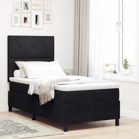 Cama Box com Colchão e LED preto 100x200 cm Veludo