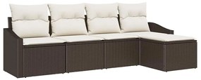 Conjunto de Jantar para Jardim com 5 Peças e Almofadas em Rattan e Pol