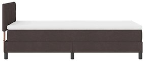 Cama Box com Colchão &amp; LED Marrom Escuro 90x200 cm Tecido