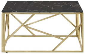 Mesa de centro aço inoxidável e vidro temperado dourado