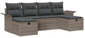 Conjunto de Sofá de Jardim de 6 Peças com Almofadas Cinza Rattan Sinté