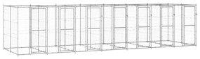 vidaXL Canil de exterior 16,94 m² aço galvanizado
