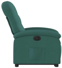 Poltrona reclinável elevatória elétrica tecido verde-escuro