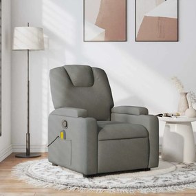 Poltrona de massagens reclinável tecido cinzento-escuro