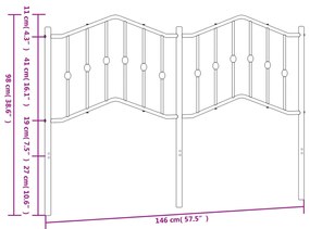 Cabeceira de cama 140 cm metal branco