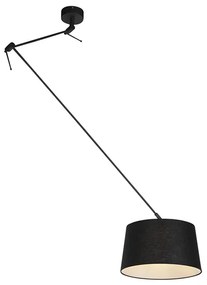 Candeeiro de suspensão preto com abajur de linho preto 35 cm - Blitz Moderno