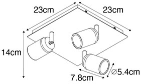 Modern spot quadrado preto 3-luz IP44 - Ducha Moderno