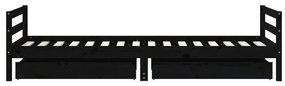 Estrutura cama infantil c/ gavetas 90x200 cm pinho maciço preto