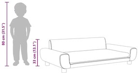 Sofá infantil 100x54x33 cm veludo cinzento-claro