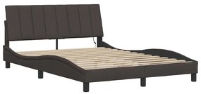 Estrutura de cama sem colchão 140x190 cm tecido castanho-escuro