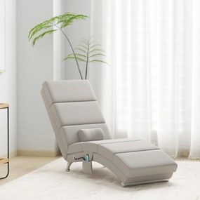Poltrona relaxante de sala, com função de massagem e aquecimento, com comando à distância e almofada, tecido com efeito de linho, cor creme