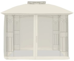 Gazebo c/ teto duplo/paredes de malha 2,94x2,94 m aço creme