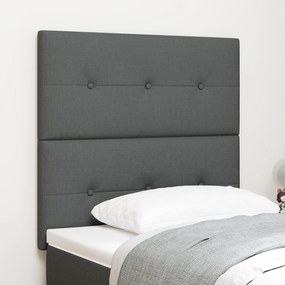 Cabeceira vidaXL Botão Estofada Cinza Escuro 90 cm Tecido
