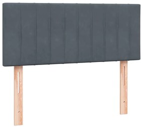 Cama com molas/colchão 120x210 cm veludo cinzento-escuro