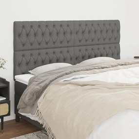 Cabeceira de cama 4 pcs tecido 90x7x78/88 cm cinzento-escuro